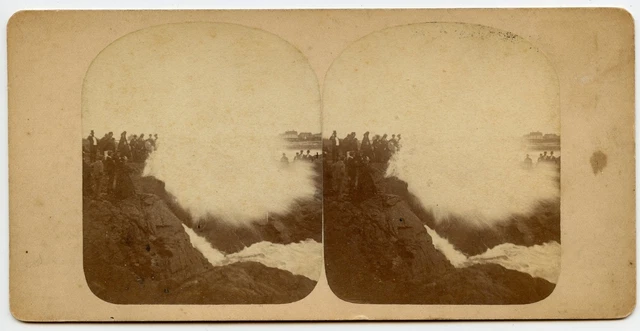 Spouting Cave, Newport Rhode Island Vintage Stereoview Photo by J. Williams