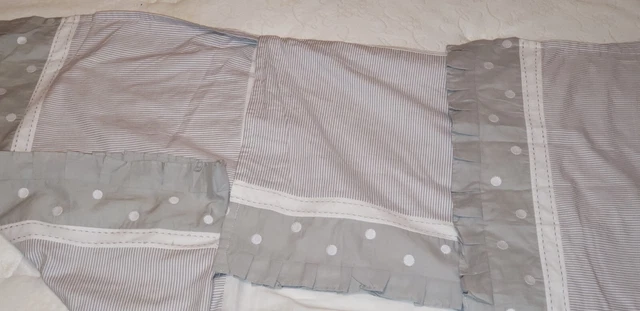 Pottery Barn Kids Crib Skirt PBK Taylor Dot Stripe Baby Dust Ruffle Gray Bedding