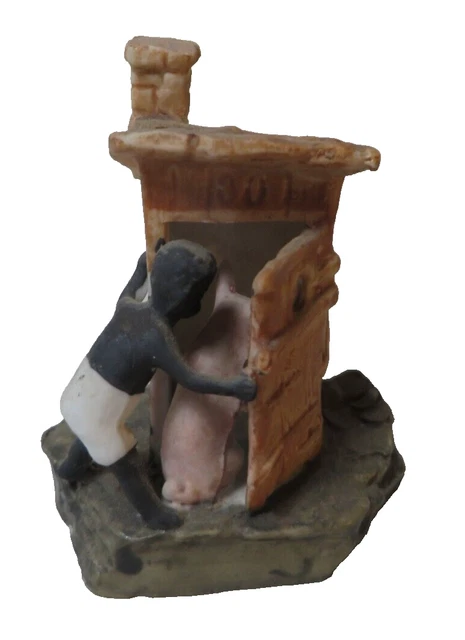 ANTIQUE GERMAN PIG Fairing Boy And Pig Looking Into Outhouse £154.06