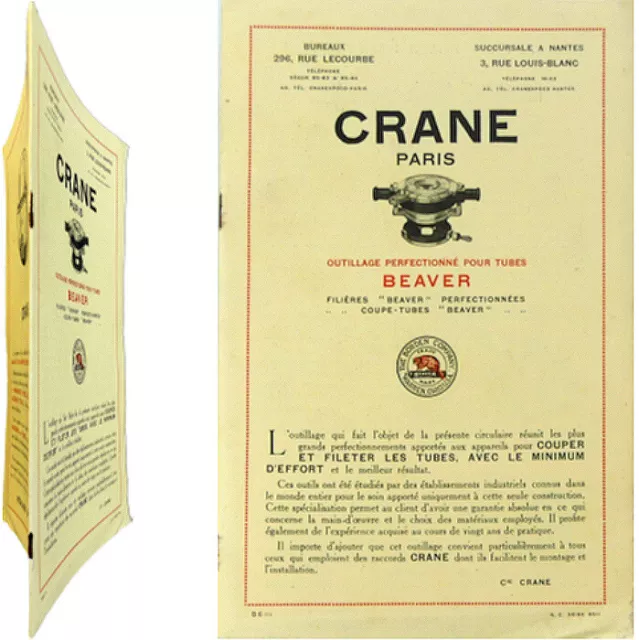 Lot 3 catalogues CRANE Paris Nantes filières Beaver raccords plomberie sanitaire