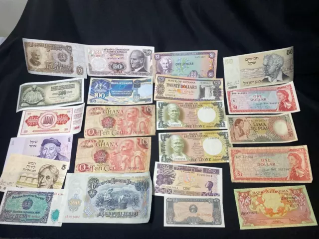 Lot 22 World Currency Ghana Jamaica Bulgaria Israel+ 1951-1990 most MINT UNC. 2