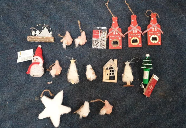 Job Lot Of 17 Christmas Baubles Tree Hanging Decoration Xmas Ornaments