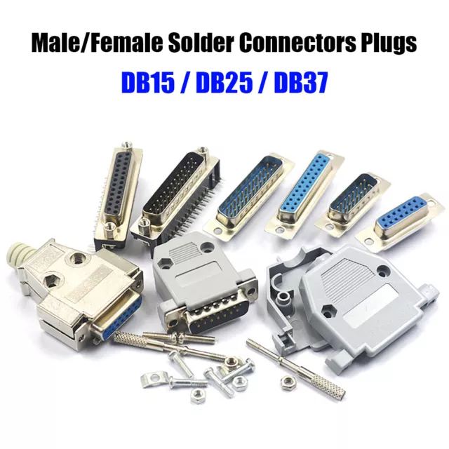 DB15/25/37 D-Sub Male / Female Plug Solder Connector DR25 Metal / Plastic Case