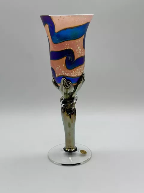 Stunning Colin Heaney Colourful Glass Goblet Signed and Dated