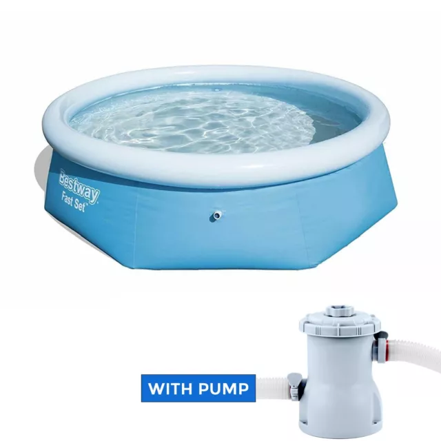 Bestway 8ft Fast Set Family Swimming Pool With Flowclear 300gal Filter Pump