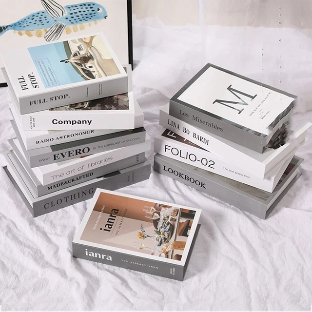 Adornos de libros de escritorio plegables modernos de libros falsos para oficina