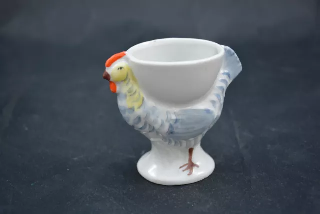 Ancien Coquetier En Porcelaine De Saxe Decor Coq