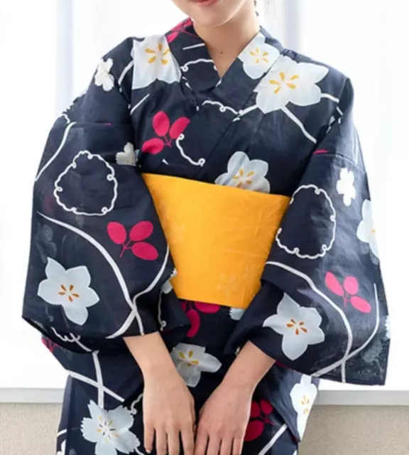 Japanese Women's Traditional YUKATA KIMONO Obi Sandal 3pcs Set JAPAN #4 Bellflow