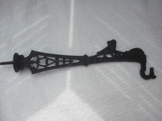 Old Vintage Ornate Bird Cage Hook Cast Iron Wall Mount
