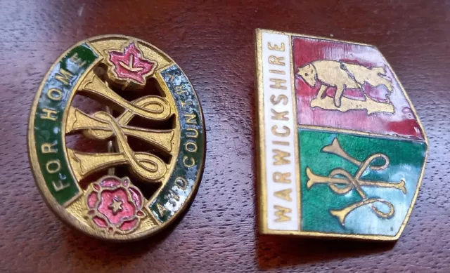 Womens Institute Warwickshire  & For Home & Country Enamel Pin Badges x 2 2