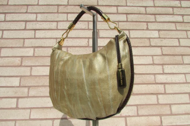 Michael Kors Collection Skorpios Metallic Leather Snake Satchel Shoulder Bag