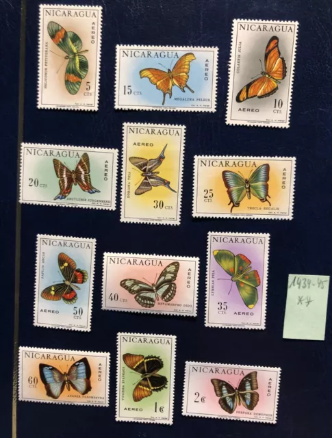 NICARAGUA BUTTERFLIES  PAPILLON  1967 mnh set  Mi  1434-45    SCHMETTERLINGE