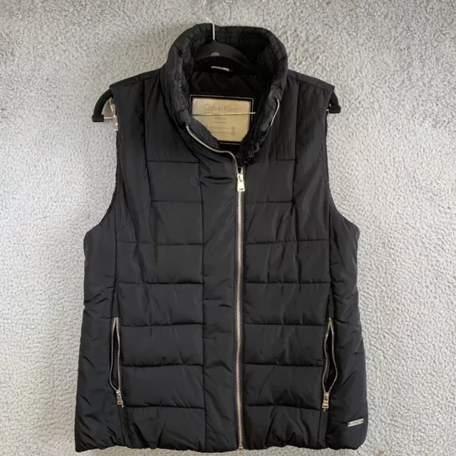 Calvin Klein Performance Black Puffer Vest Womens Size Medium Full Zip Pockets