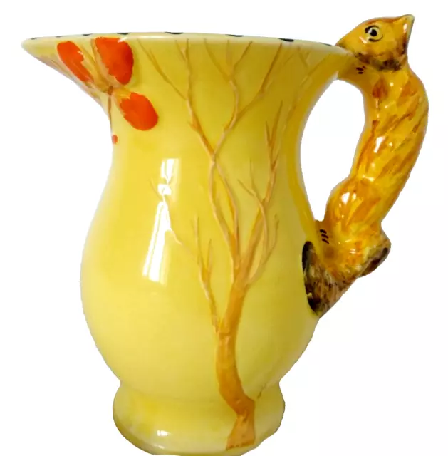 Burleigh Ware Iconic Squirrel Jug Art Deco 1930's Primrose Yellow Pottery Vase