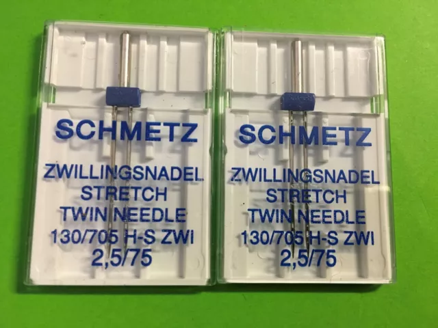 Zwillingsnadel // Doppelnadel,Stretch Nadeln für Nähmaschine 2,5 mm75- 2 Stück