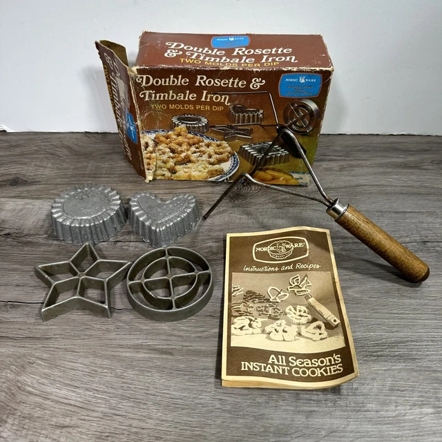 Vintage Nordic Ware Double Rosette and Timbale Iron Original Box Recipe/Manual