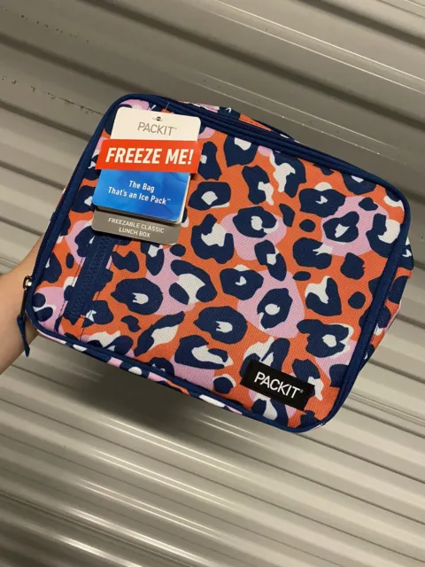 packit freezable lunch bag Cheetah Print  Navy Blue Pink White And Peach