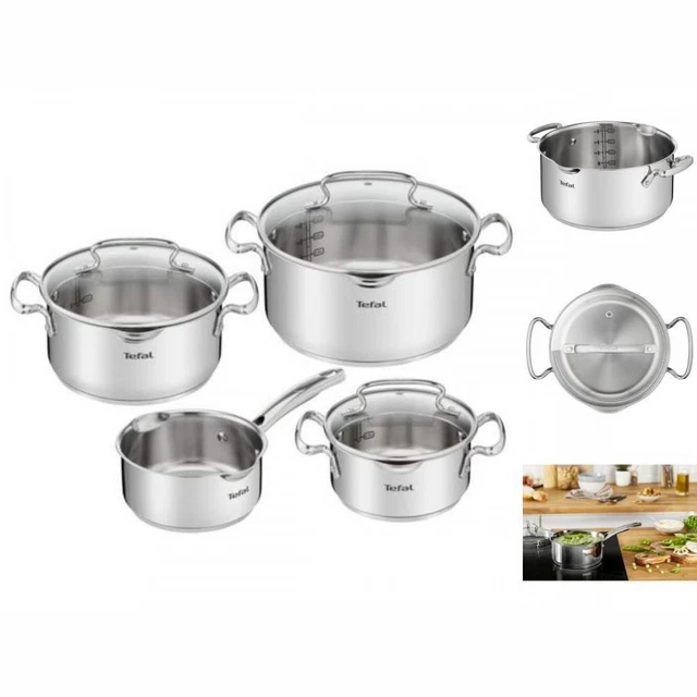 Juego de ollas Tefal G719S7 ollas cazuela acero inoxidable con tapa de vidrio