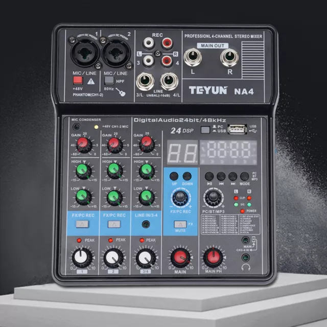 4 Channel Mini Audio Mixer USB Bluetooth Mixing Console Sound Card for Karaoke 4 Channel Mini Audio Mixer USB Bluetooth Mixing Console Sound Card for Karaoke