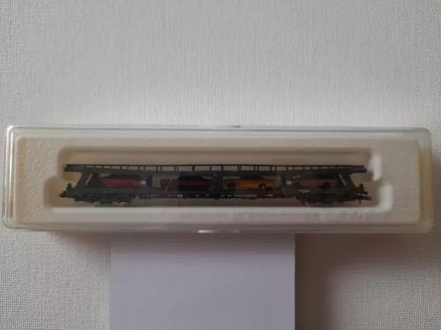 Marklin Mini Club Z Gauge 8715 DB Car Transporter With 4 Car's Boxed