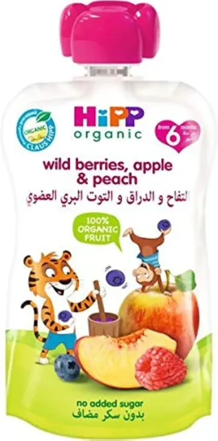 Hipp Organic Wild Berries, Apple & Peach, 100g Free Shipping Worldwide
