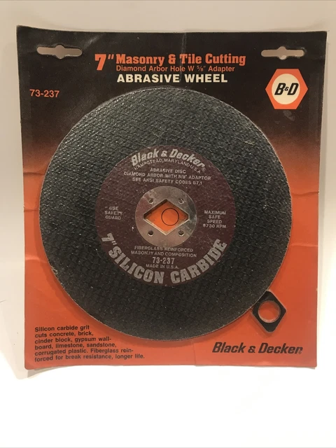 Agujero de diamante abrasivo de corte de azulejos de mampostería Black & Decker de 7" con adaptador 5/8