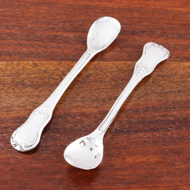 2 Pierre Queille French 950 Silver Master Salt Condiment Spoons No Monogram