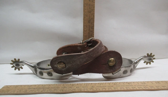 Pair COWBOY roping SPURS -  INDIAN HEAD - Stainless Steel - listing #725234