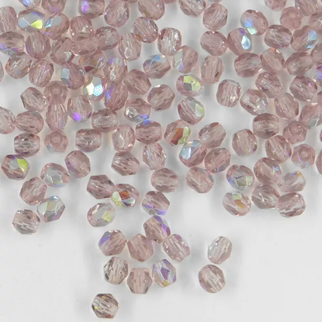 F4  LAX *** 60 perles à facettes verre de Bohême 4mm LIGHT AMETHYST AB