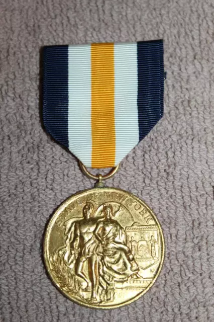 Scarce Original WW2 New York State National Guard Service Medal w/Full PB Ribbon
