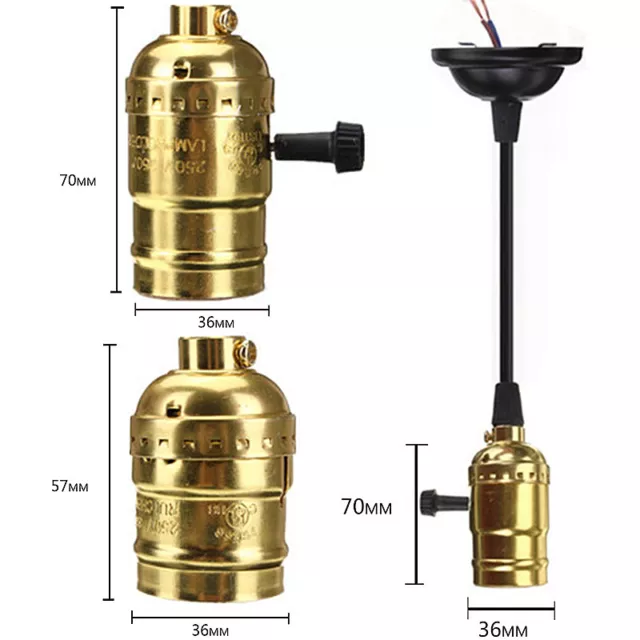 Vintage Retro E27 ES Edison Screw Bulb Socket Lamp Holder Pendant Light Adaptor 2