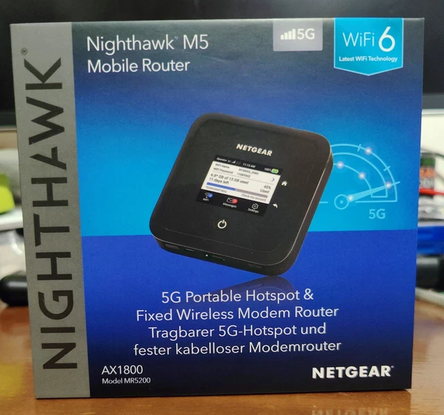 NETGEAR M5 MR5200 5G LTE 4G , Wifi 6 , Nighthawk Router Portatile + Fisso