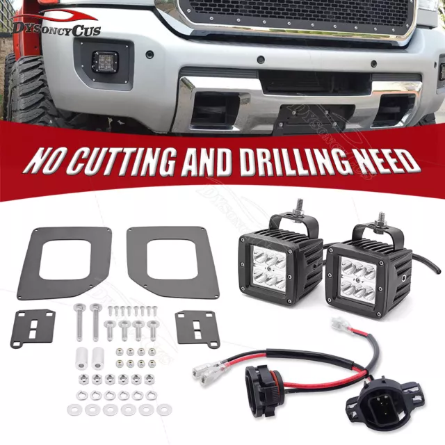 Fog Light Kit 3'' LED Pod+ Mount + Wiring for 2015-2019 GMC Sierra 2500HD 3500HD