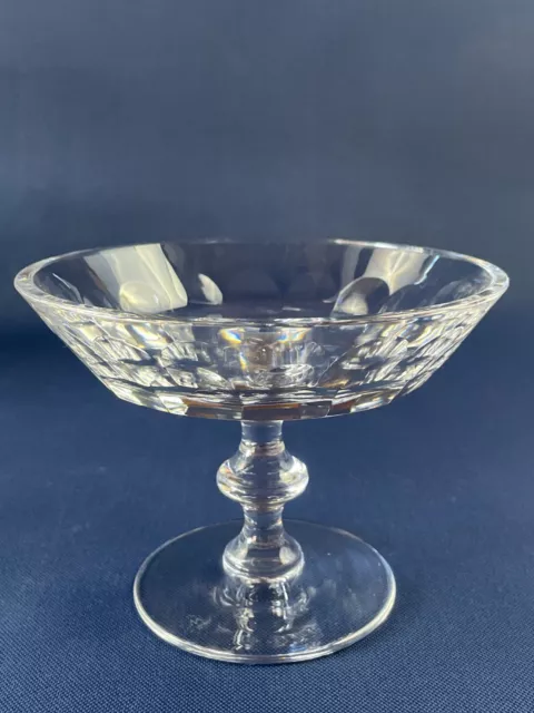 Mid-Century Modern Val St Lambert clear footed crystal candy dish compote c1960+
