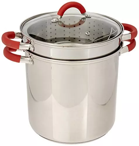 EXCELSTEEL 12 Qt Multifunction Stainless Steel Pasta Cooker w/ Encapsulated Base