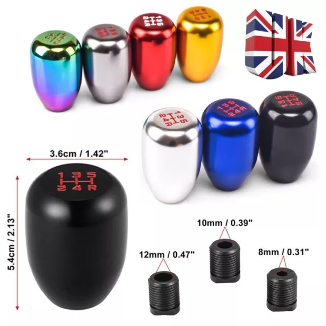 Universal Car 5 Speed Aluminum Shift Knob Manual Gear Stick Shifter Black Lever