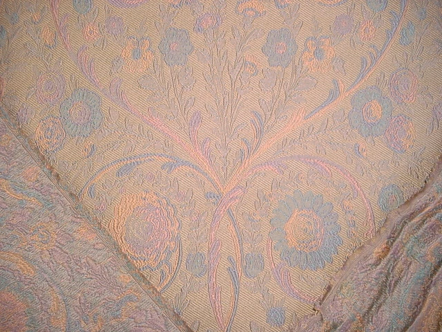 12-5/8Y Kravet Lee Jofa Apricot Aqua Floral Scroll Brocade Upholstery Fabric 3