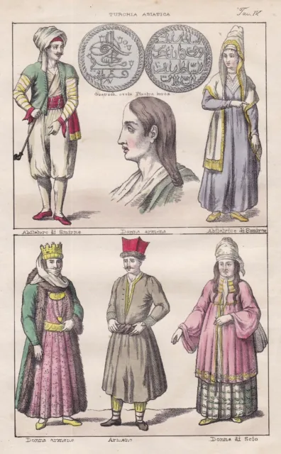 Izmir Armenia Turkey Türkei Trachten costumes costume Lithographie 1840