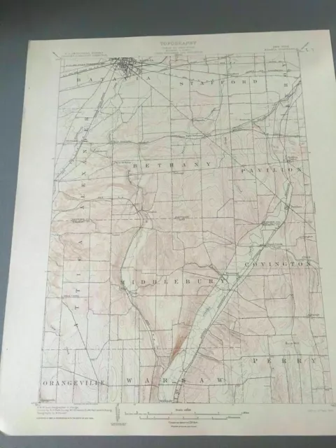 US Geological Survey Topography Map,1904 Quadrangle Batavia New York