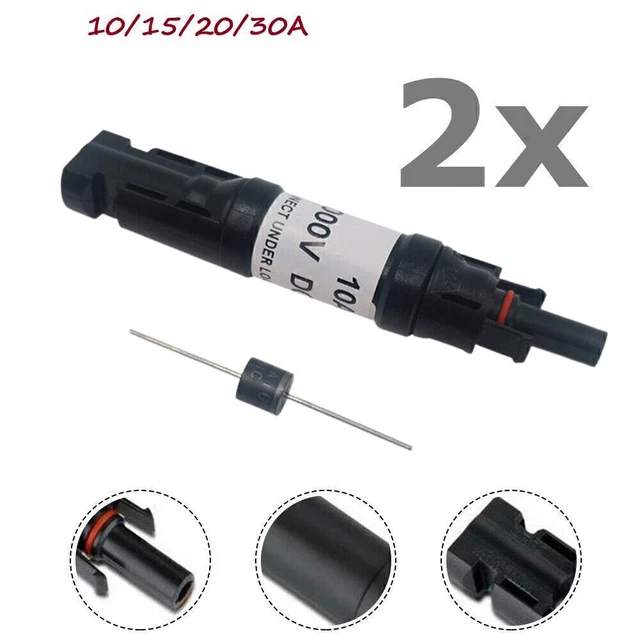 2X conector de diodo solar diodo solar compatible 20A 30A conector diodo módulo solar