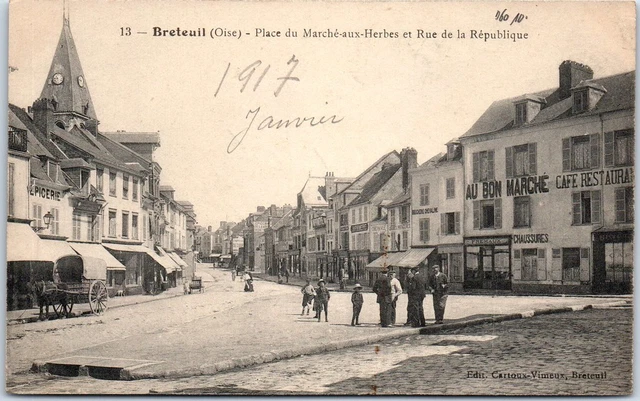 60 BRETEUIL - Place du March aux Herbes & Rue Republique