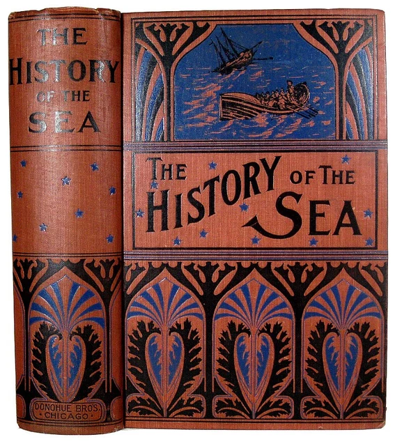 Antique Book OCEAN SEA HISTORY 1890 Maritime EXPLORATION Pirate SHIPS Ocean SAIL
