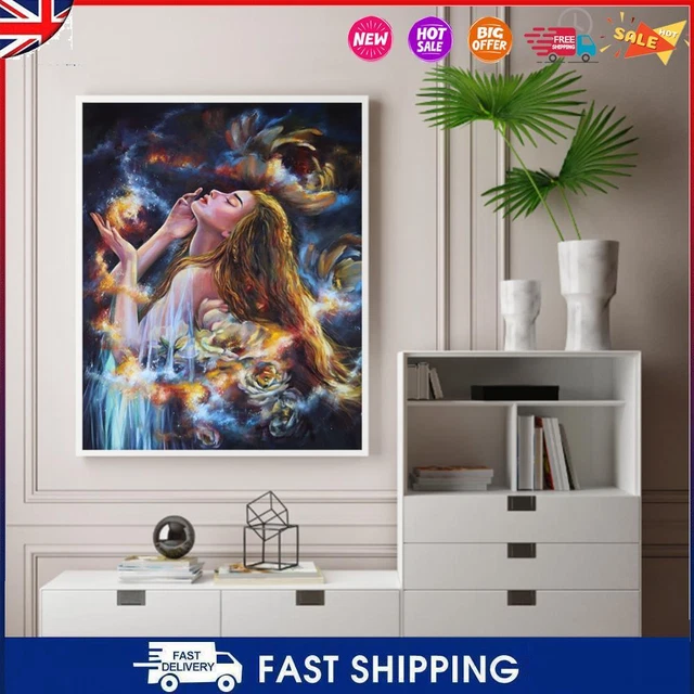 #C Paint By Numbers Kit DIY Girl Flower Oil Art Picture Craft Home Decor (B2244)