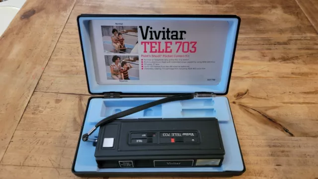 Vivitar Tele 703 Film Camera 24mm/36mm 1:7 Vintage 110 Photography, Case, Manual