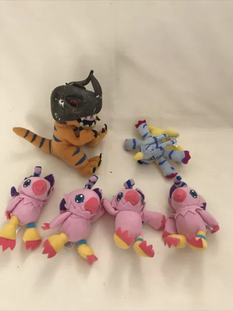 6x Bundle Of Vintage McDonalds 2001 Digimon Digipals Plush Toys BB8D