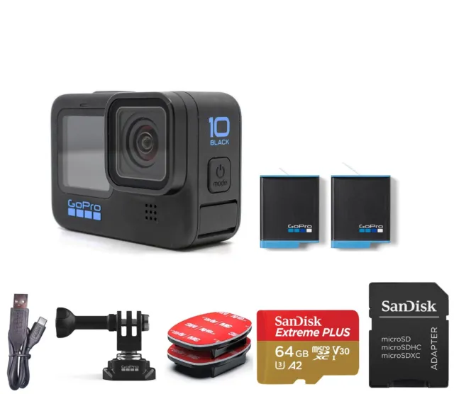 GoPro HERO10 Black Waterproof Action Camera NEW OPEN BOX + DUAL Battery + 64GB!