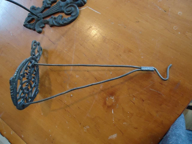 2 antique hardware Victorian era Wall Mount Long Hook Bracket Hangers Cast Iron 2
