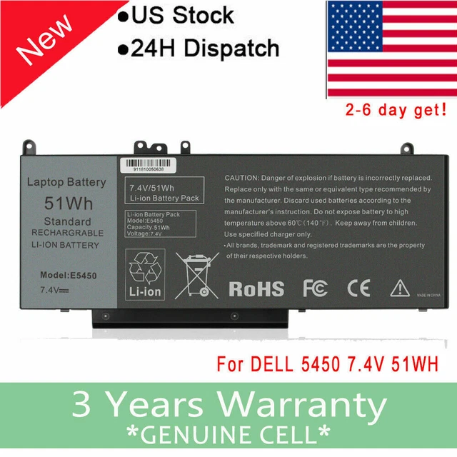 New Battery for Dell Latitude E5450 E5550 E5250 Notebook Laptop 15.6" G5M10 51wh