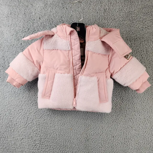 Burberry Hooded Calder Mixed Media Down Jacket Baby Girls 6M Light Blossom Pink