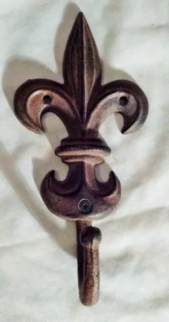 Large Gothic Antiqued Finish Cast Iron Hook with Old English Goth Look
